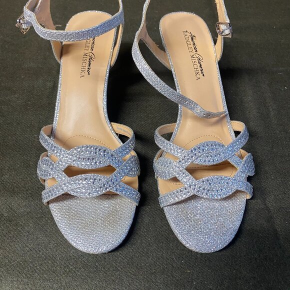 Badgley Mischka American Glamour Shoes Womens Size 8 Glitter Strappy Heels Dress - Picture 1 of 4